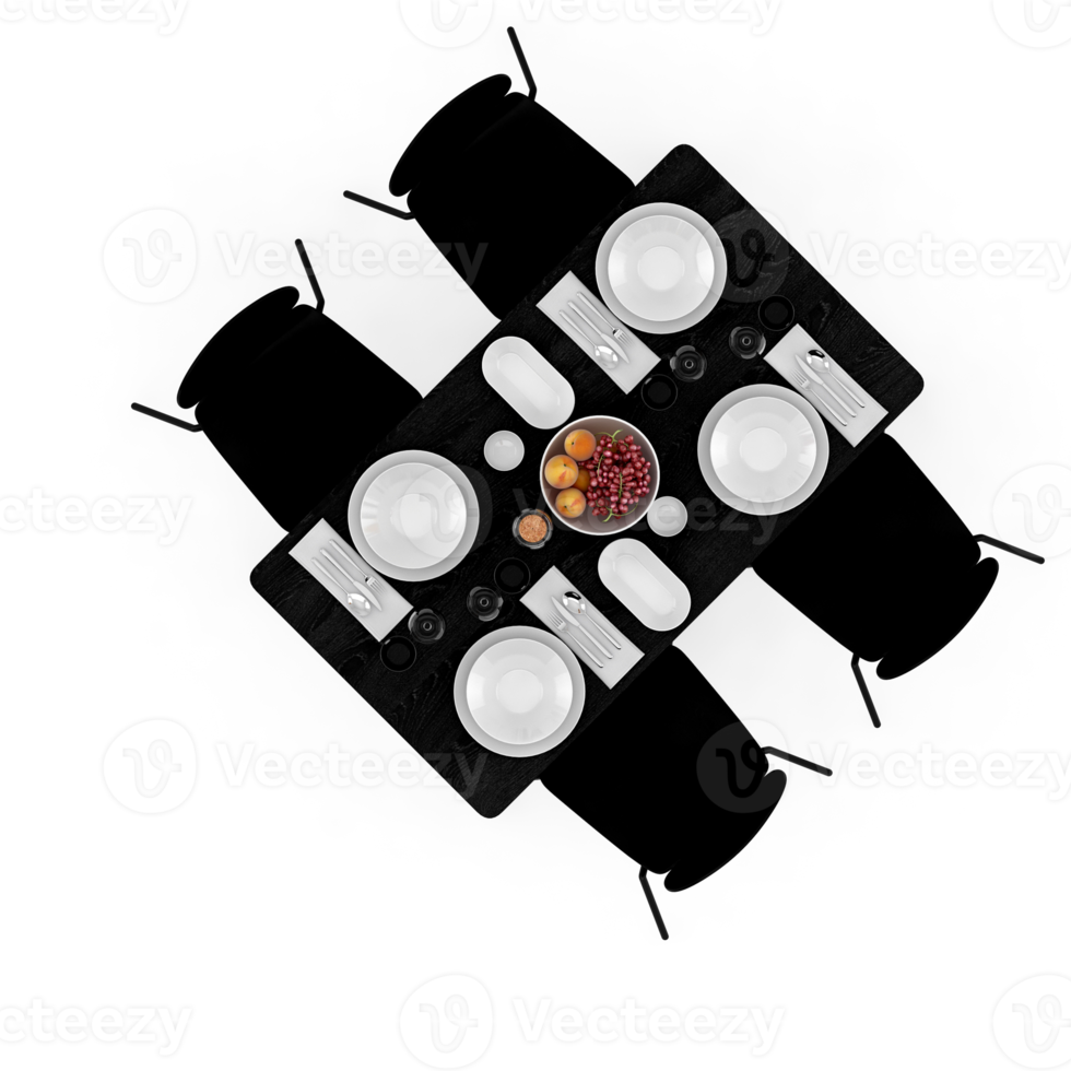 Isometric Table set Top 3D render png