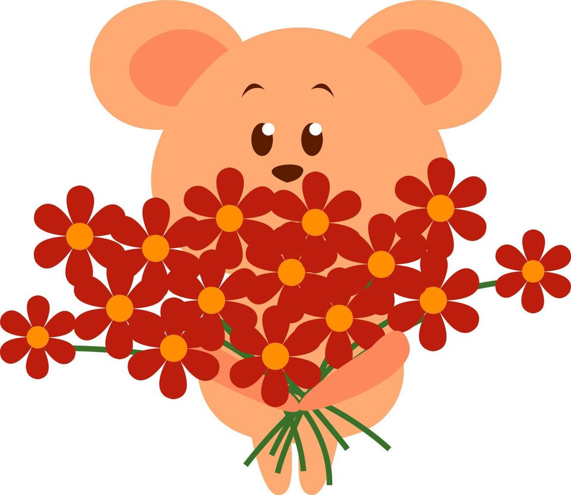 Bear with flowers, illustration, vector on white background. 13846925