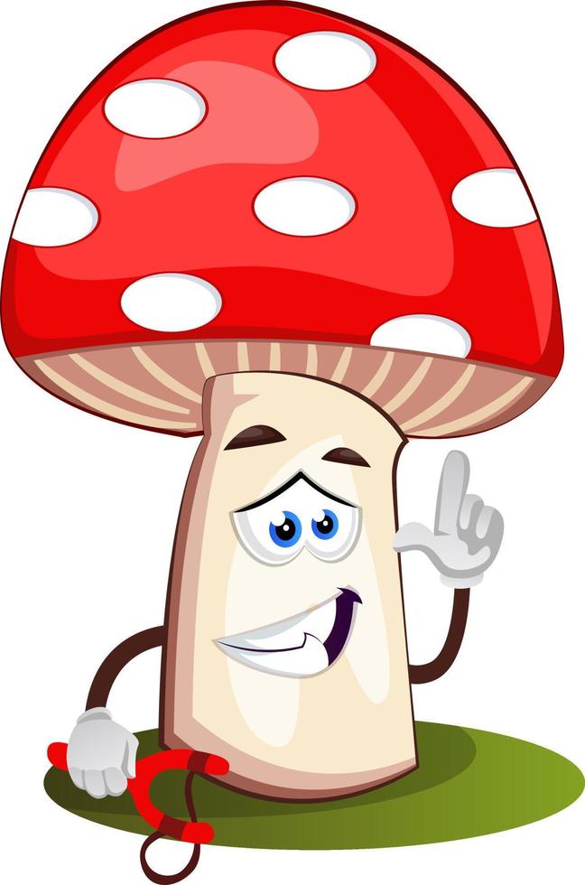 Mushroom with slingshot, illustration, vector on white background.