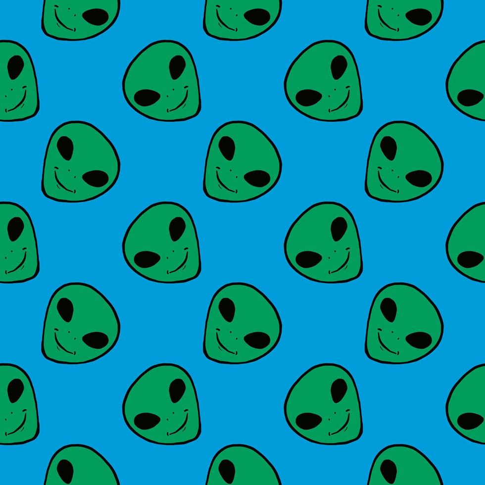 alienígenas sonrientes, patrones sin fisuras sobre fondo blanco. vector