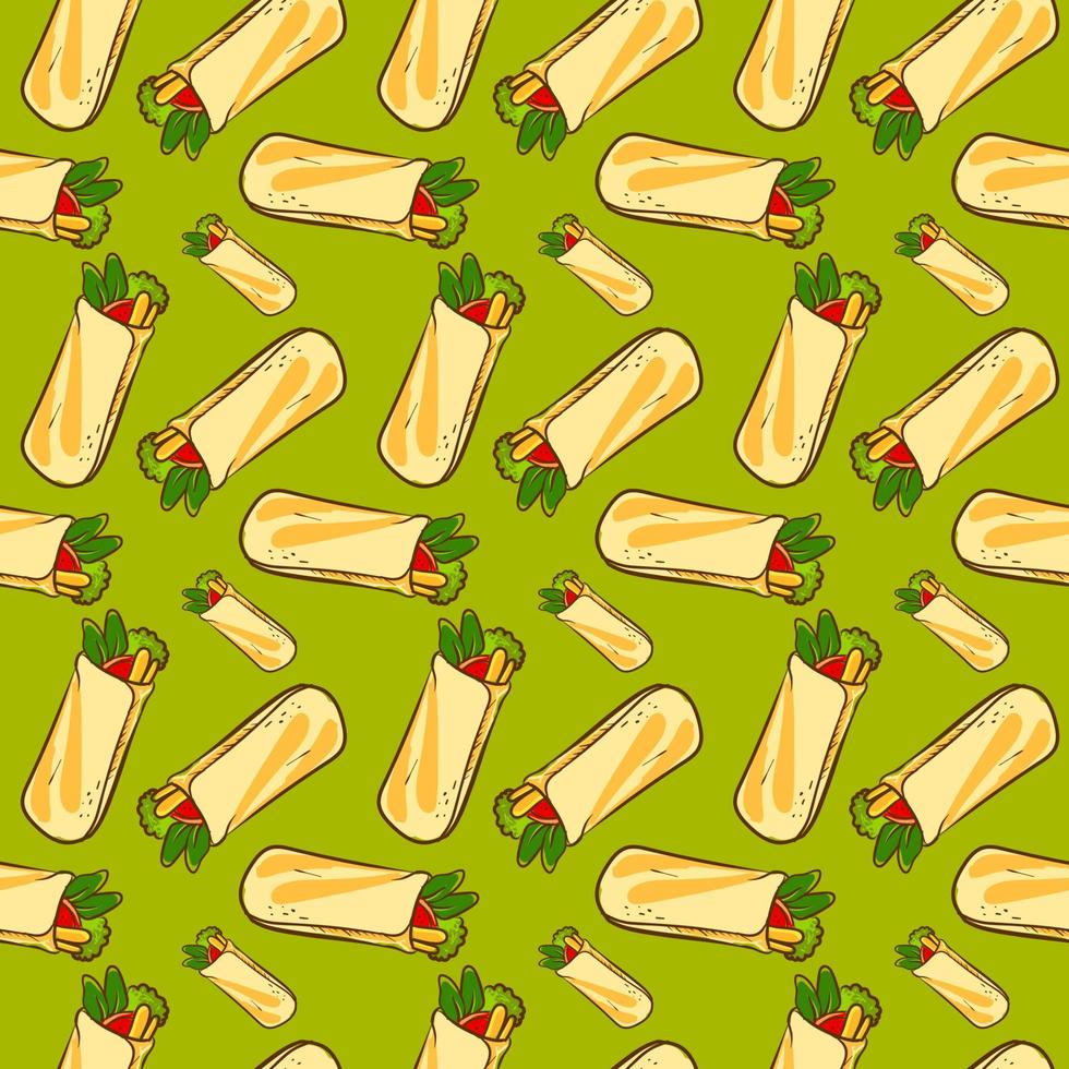 Burrito wallpaper, illustration, vector on white background.