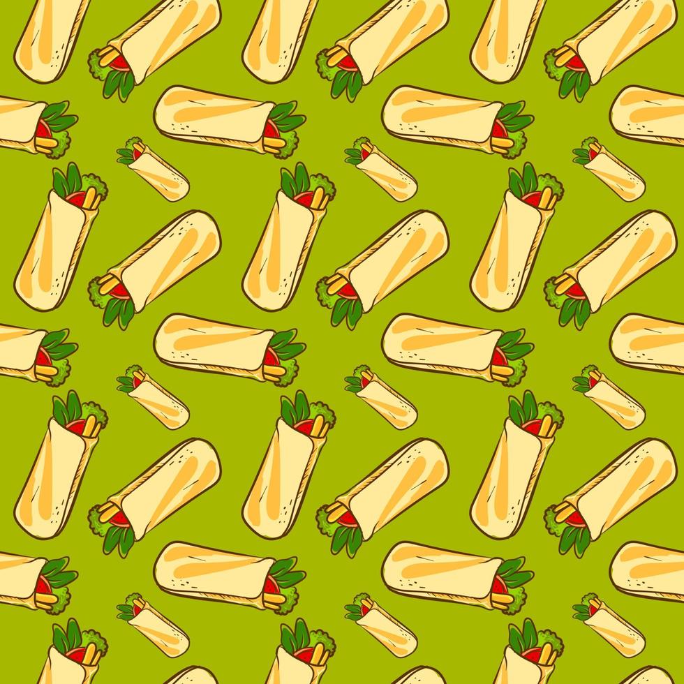 Burrito wallpaper, illustration, vector on white background.