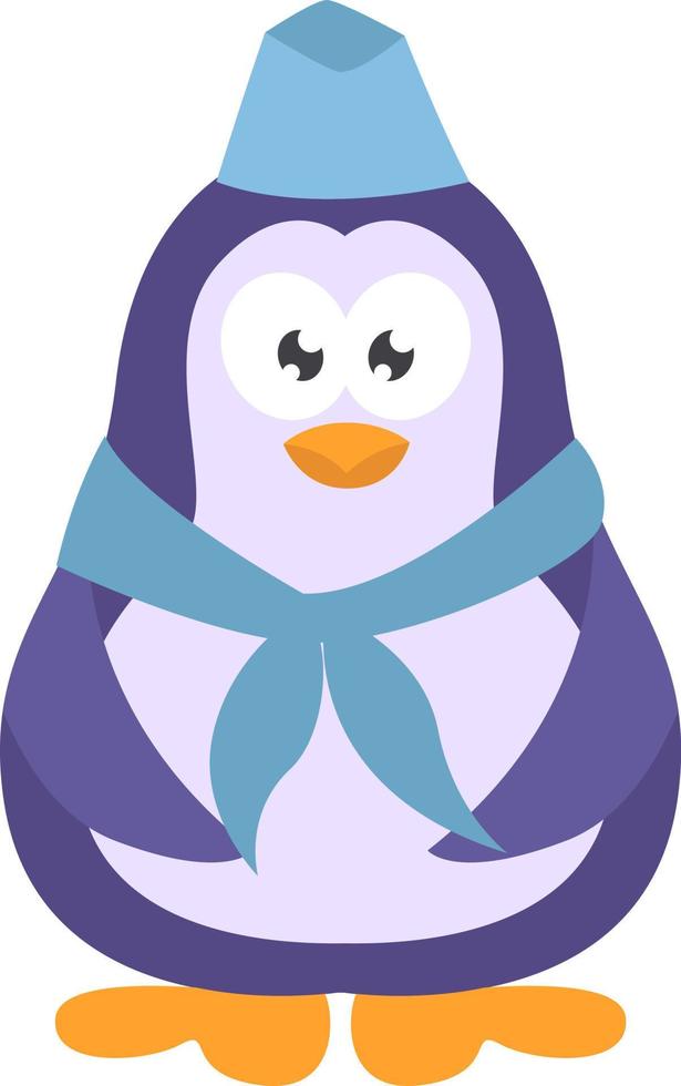 Stewardess penguin, icon illustration, vector on white background