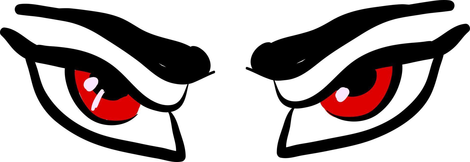 Angry eyes, illustration, vector on white background.