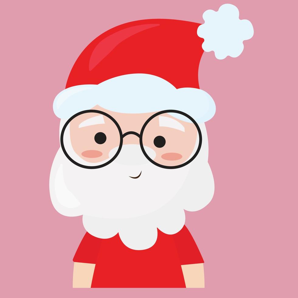 Santa with glasses, illustration, vector on white background.