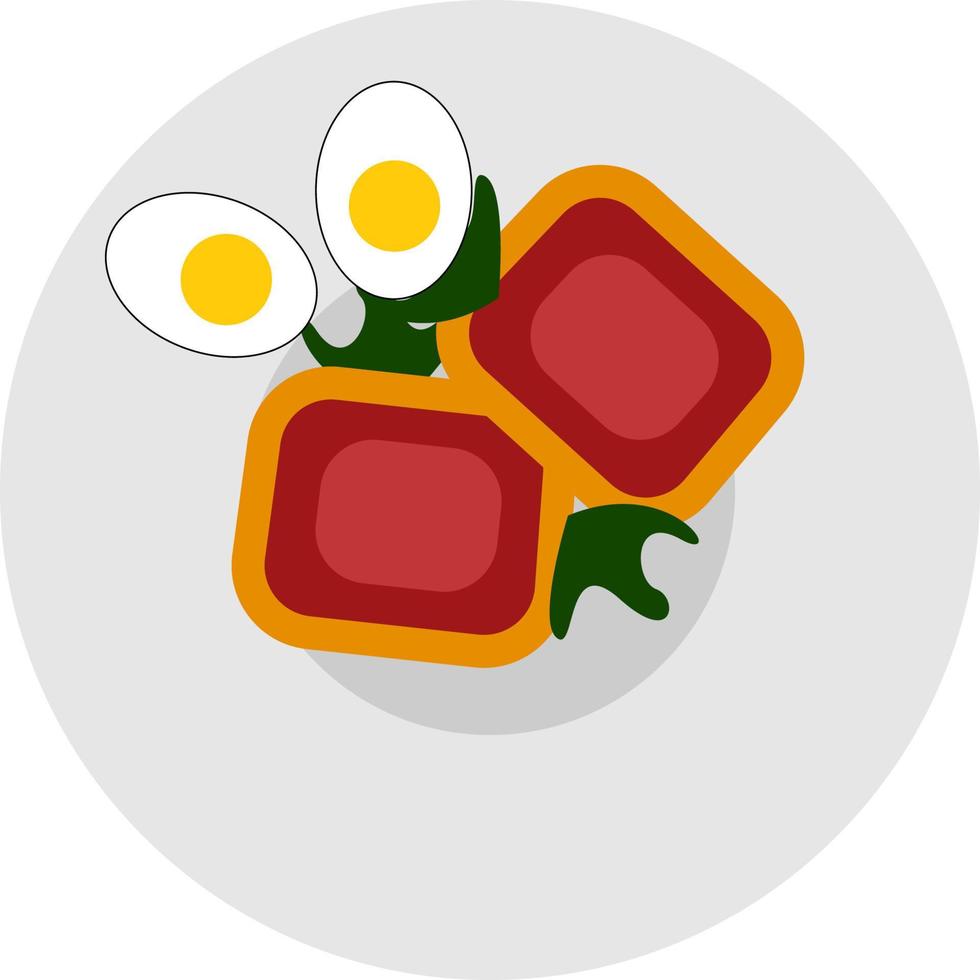 Meatloaf with eggs, illustration, vector on white background.