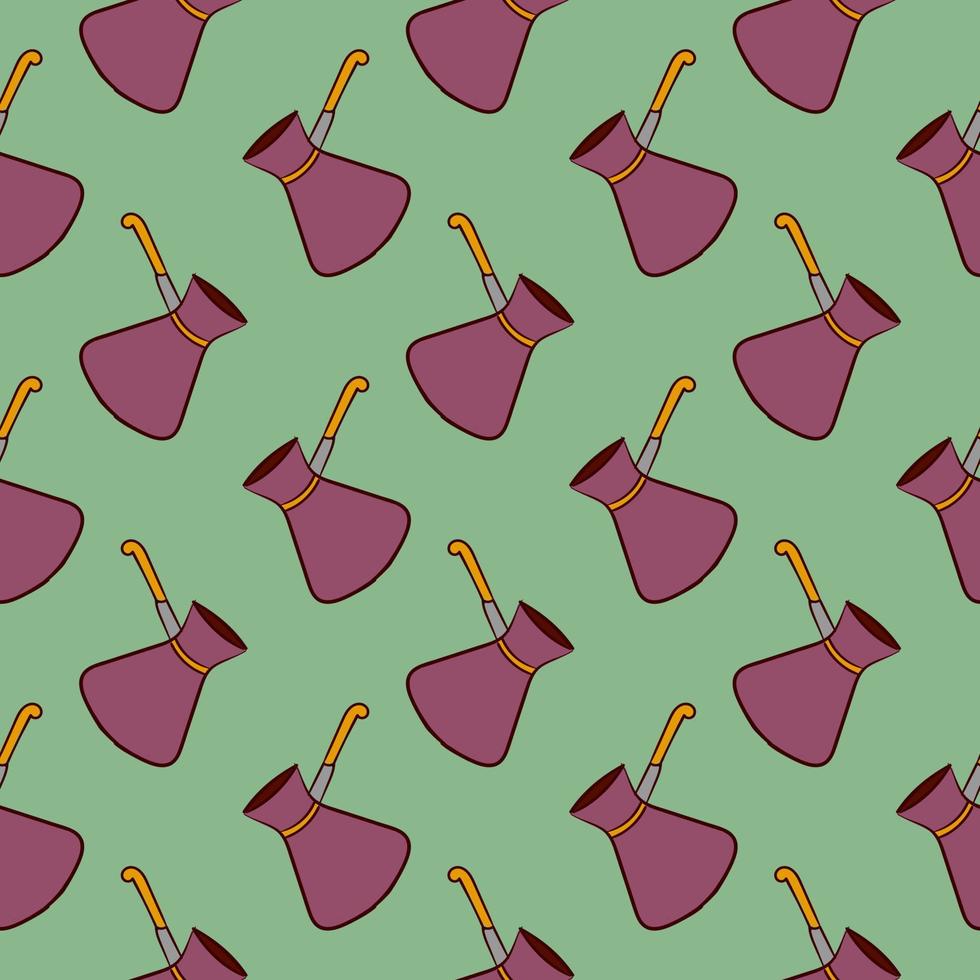 Hot pink cezve ,seamless pattern on green background. vector