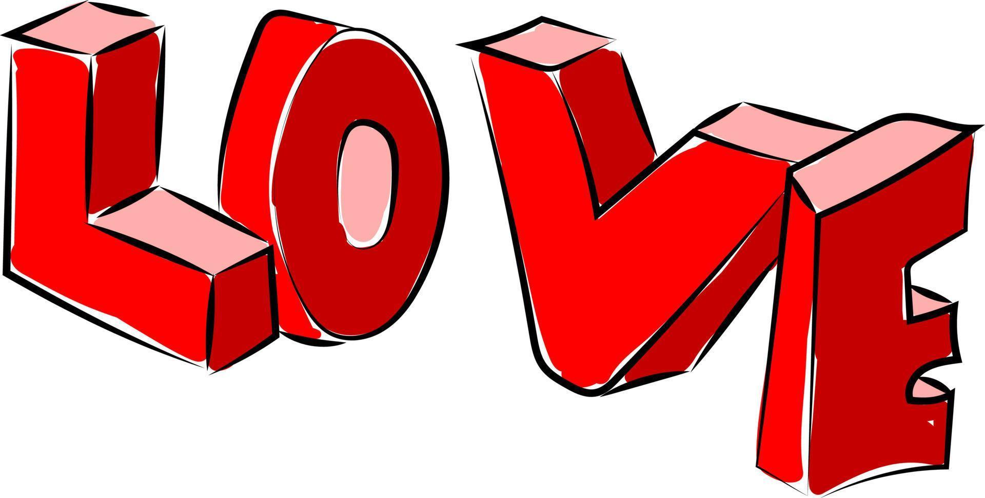 Love in 3d, illustration, vector on white background