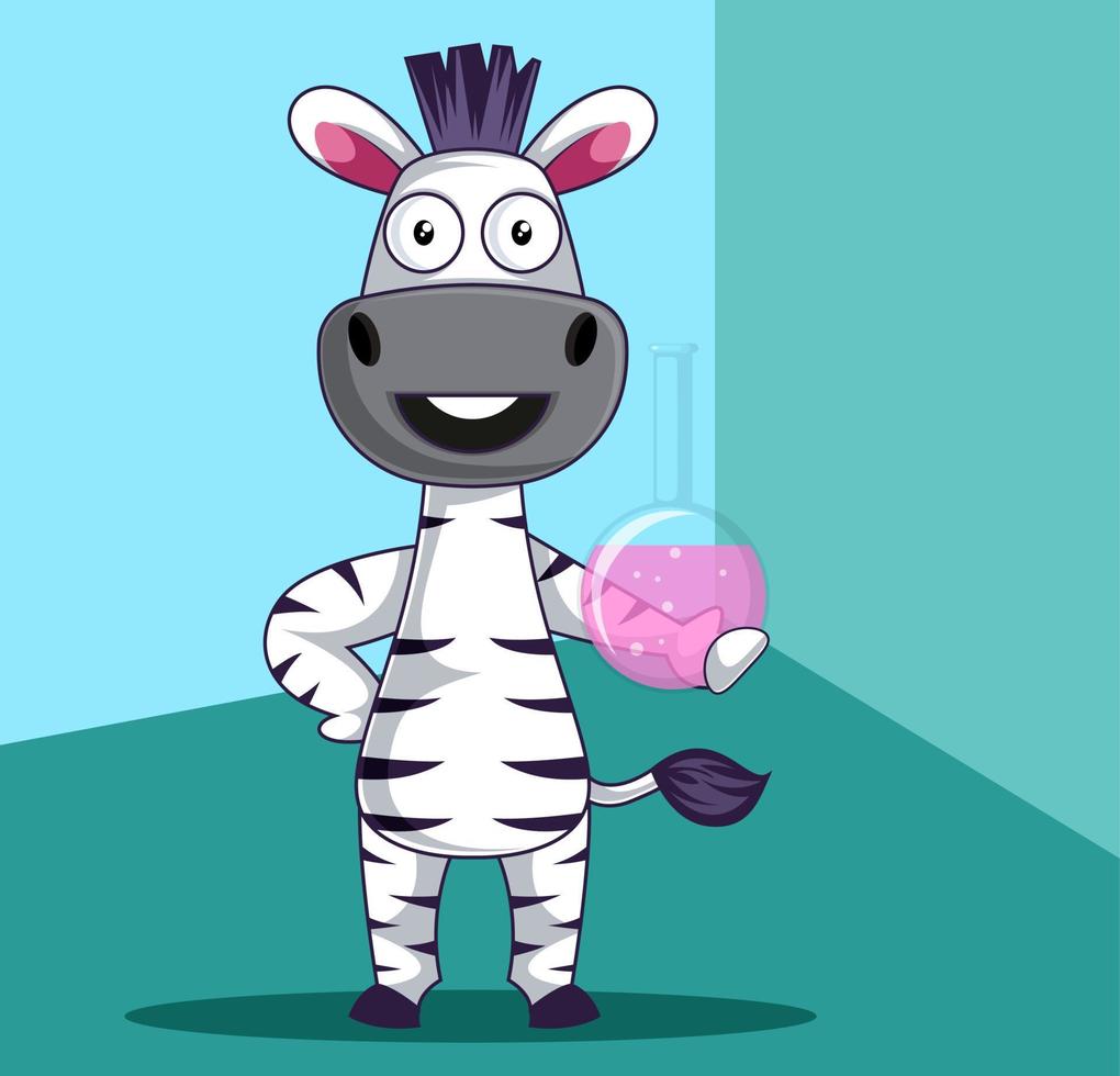 Zebra with tube, illustration, vector on white background.