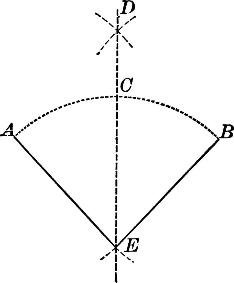 Dividing An Angle, vintage illustration. vector