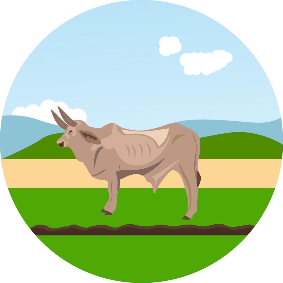 Wild ox ,illustration, vector on white background.