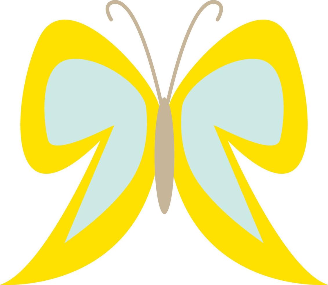 Yellow and blue butterfly, illustration, vector, on a white background. vector