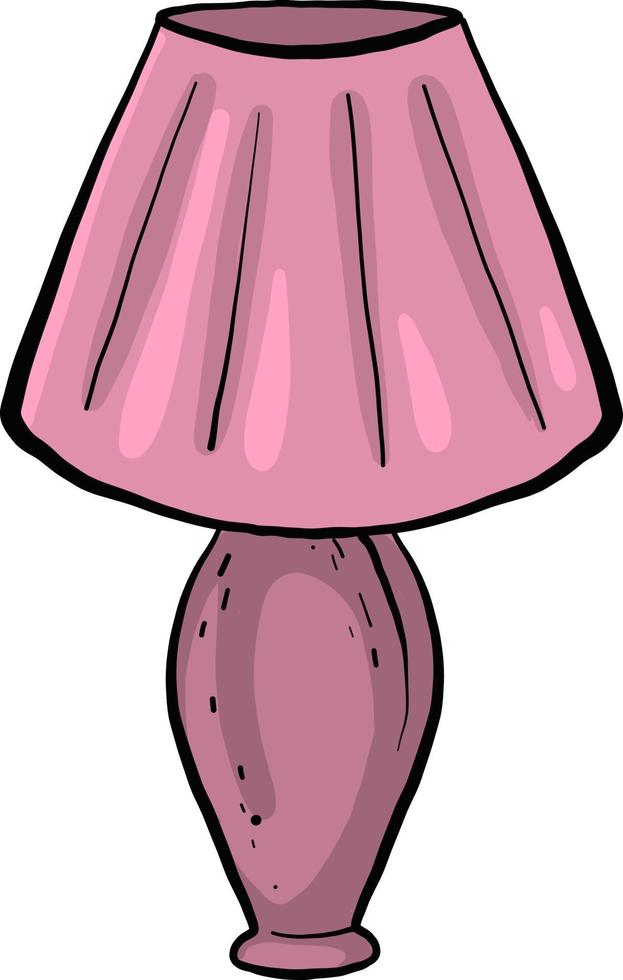 Pretty pink lamp , illustration, vector on white background