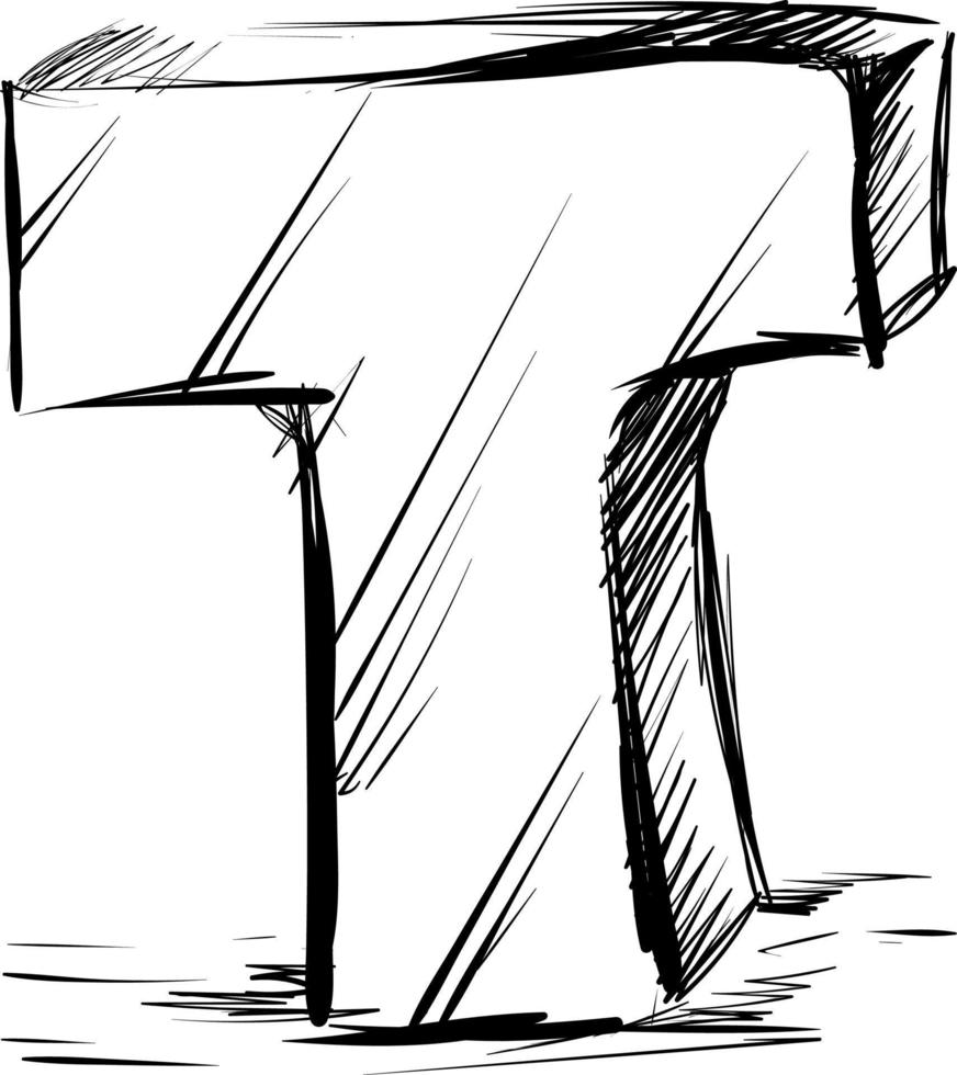 Letter T, illustration, vector on white background.