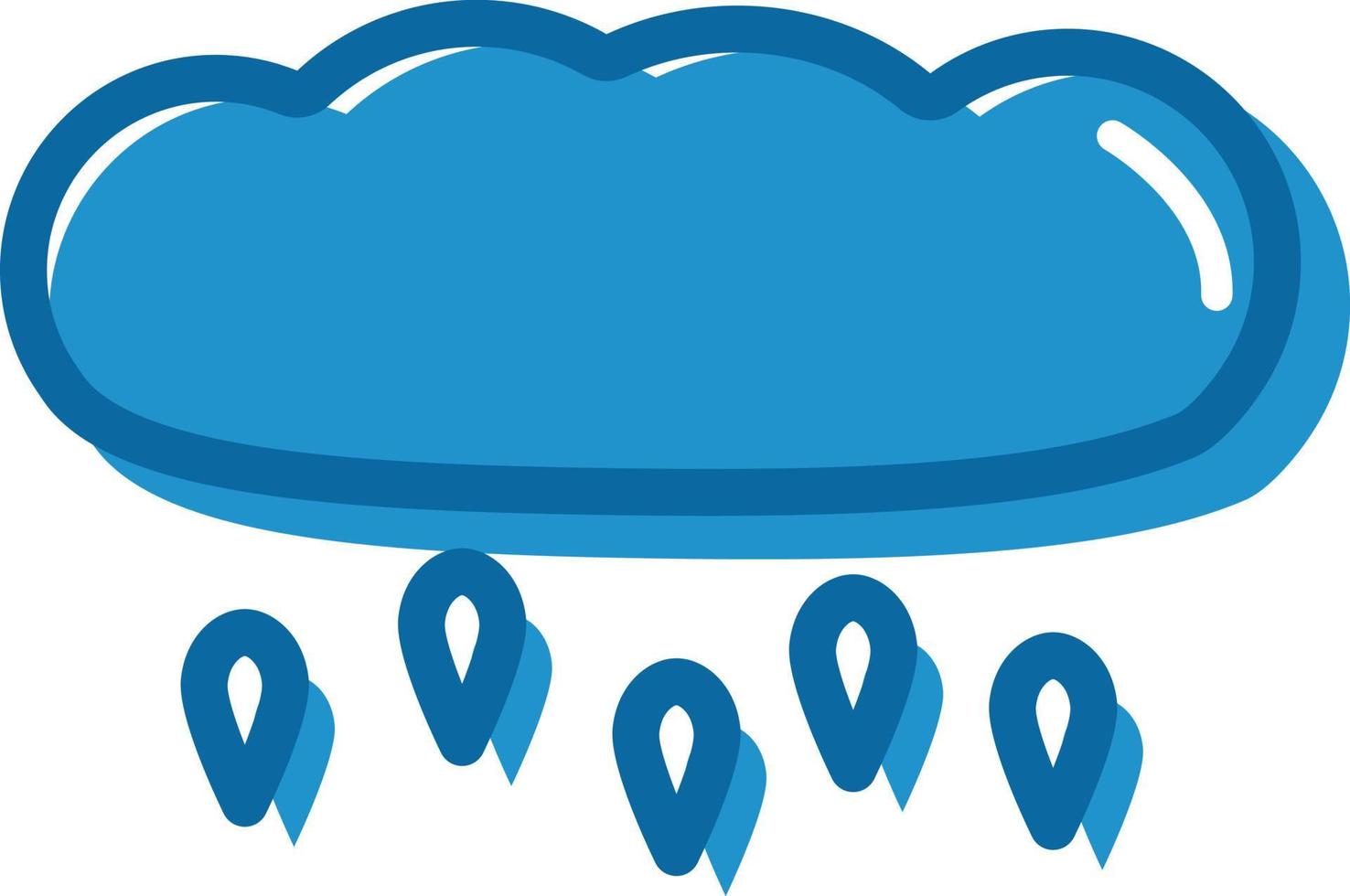 nube azul lluviosa, ilustración de icono, vector sobre fondo blanco