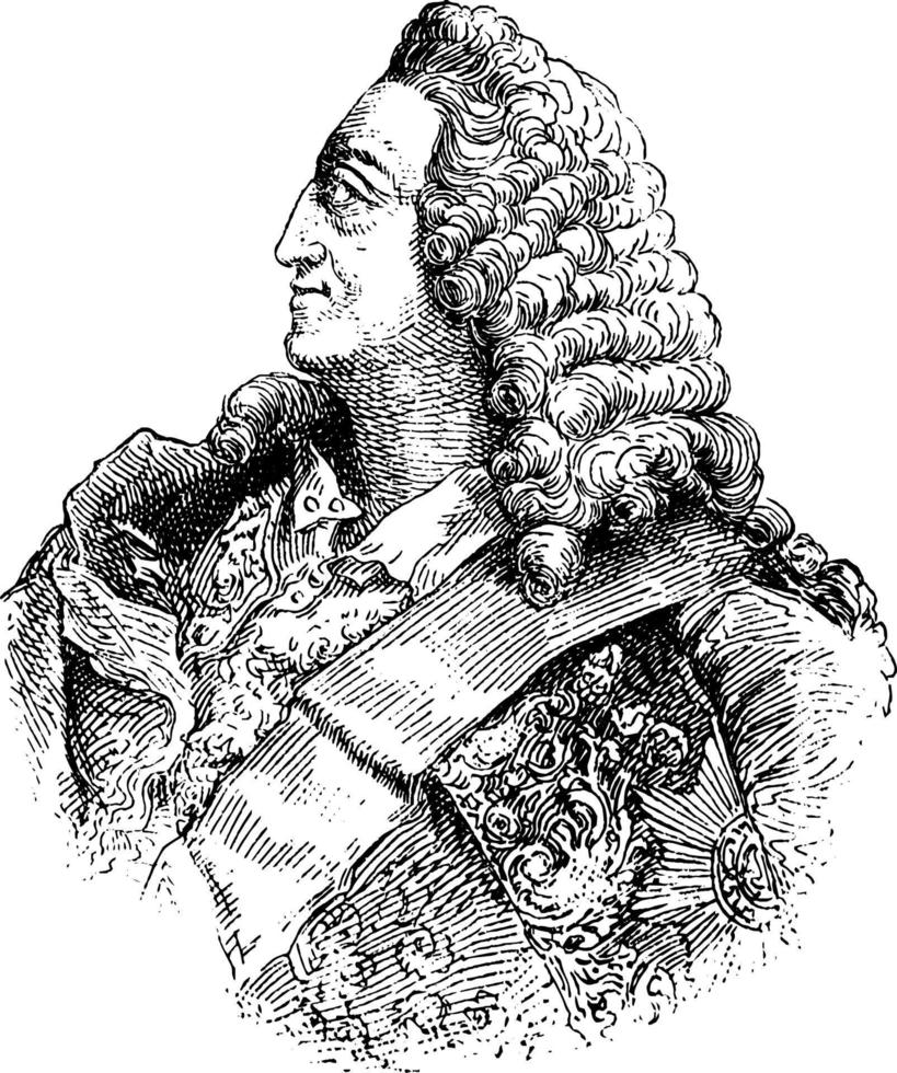 George II, King of England, vintage illustration vector