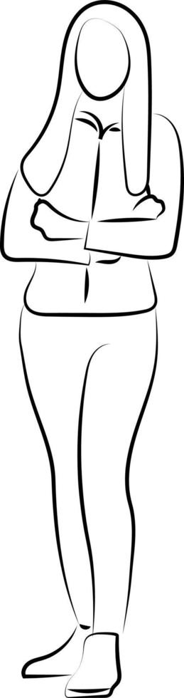Chica enojada de pie, ilustración, vector sobre fondo blanco.