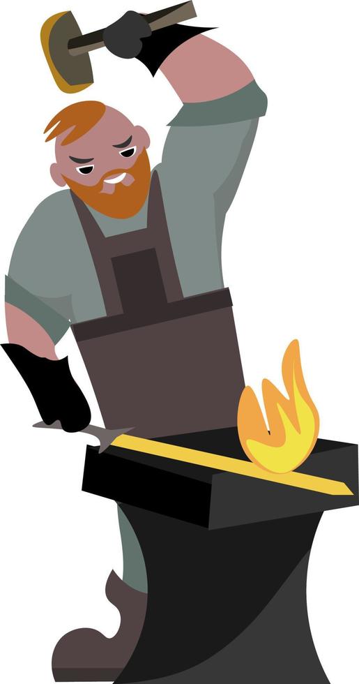 Blacksmith, illustration, vector on white background.