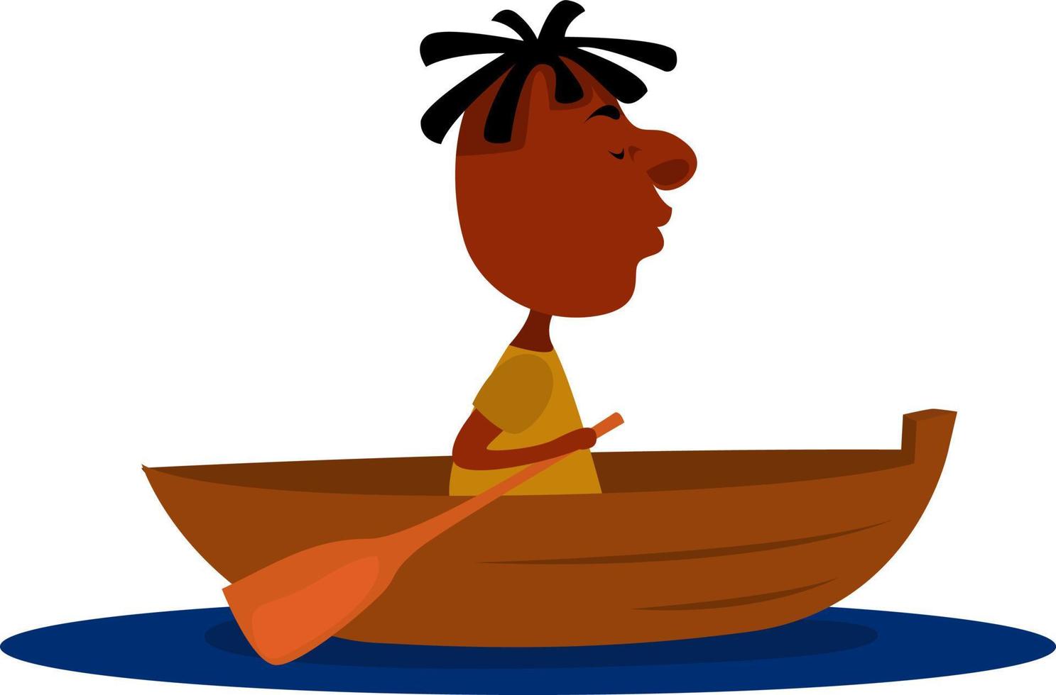 Wooden boat, illustration, vector on white background