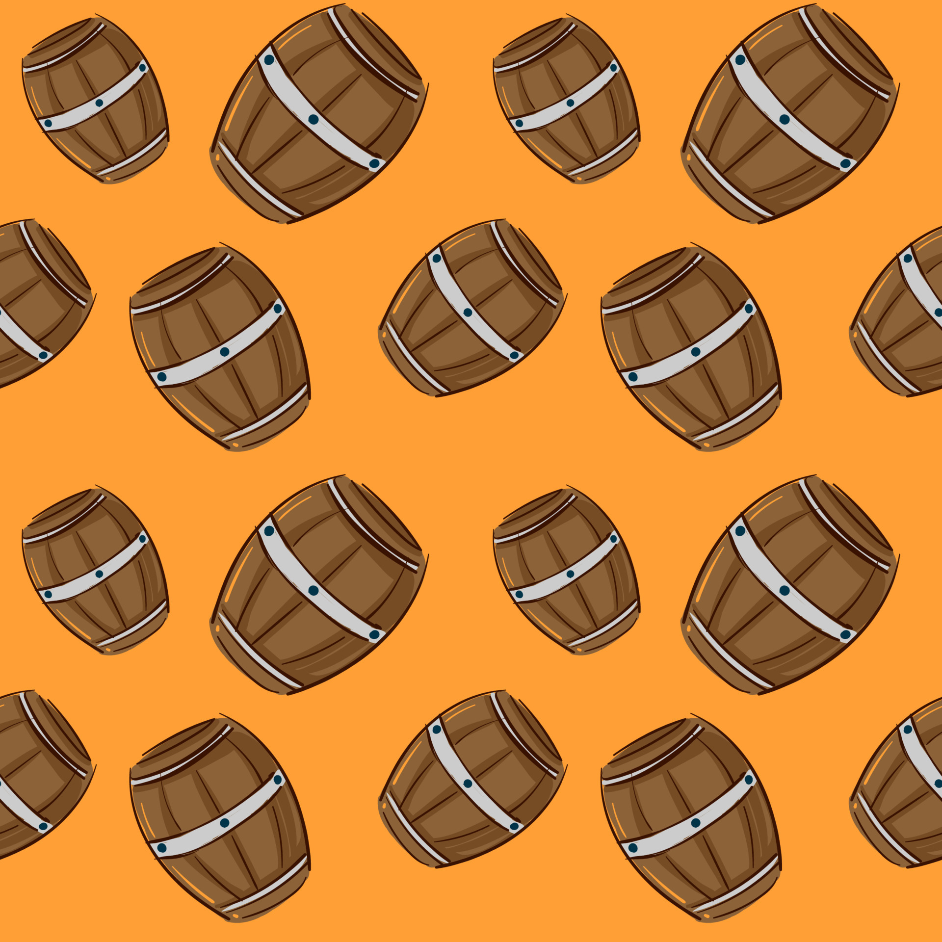 Barrels pattern, illustration, vector on white background. 13847797