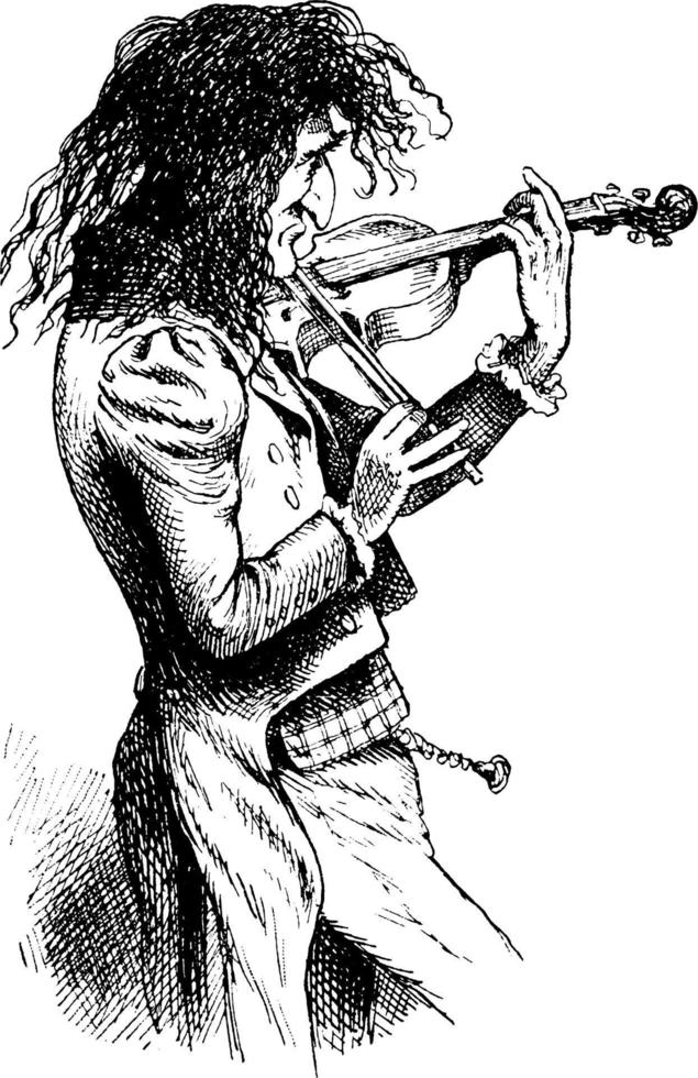 hombre tocando violín, ilustración vintage vector