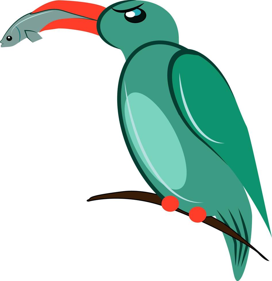 pájaro verde, ilustración, vector sobre fondo blanco.