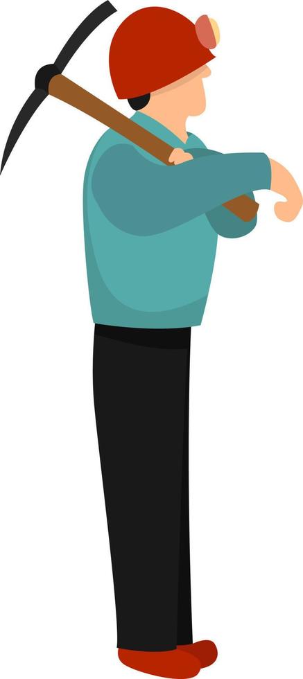 Miner worker, illustration, vector on white background