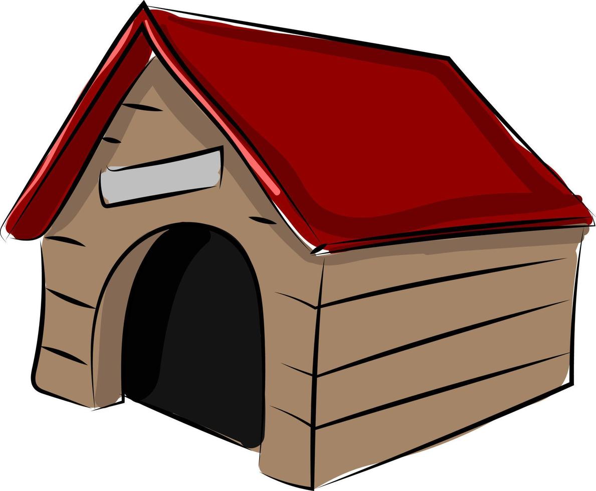 Dog house, illustration, vector on white background.