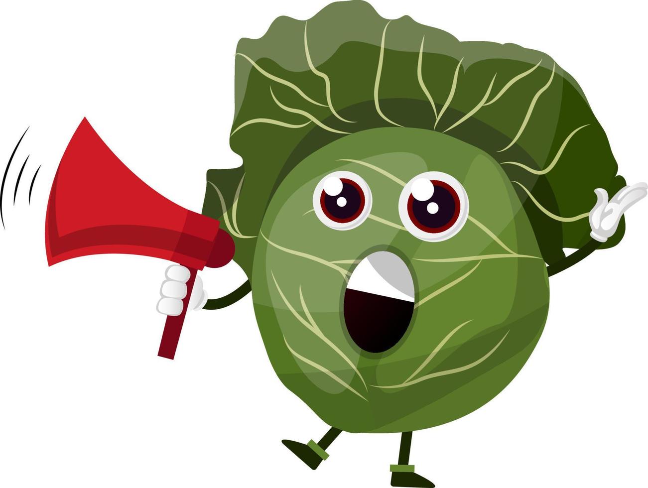 Cabbage with red megaphone, illustration, vector on white background.