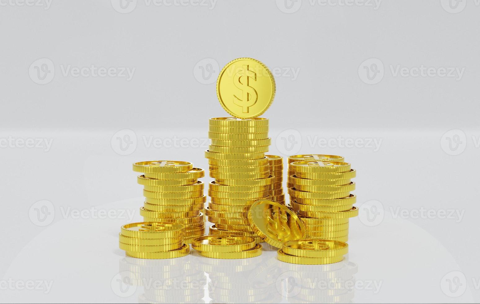 3d render money dollar coin stack with white background concept saving and financial business photo