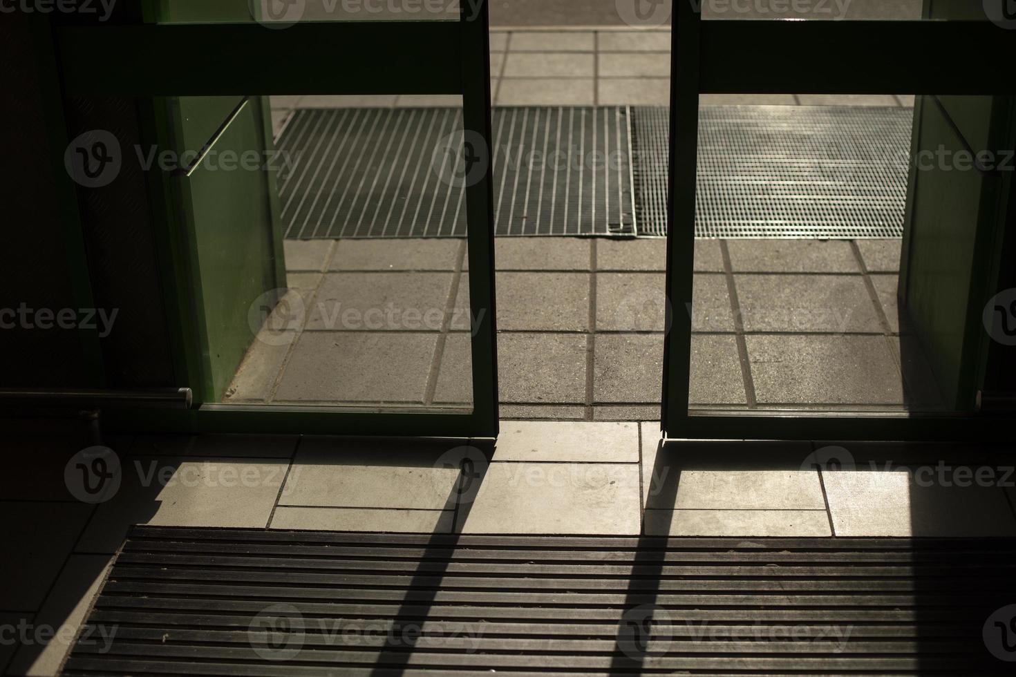 Shop doors open. Automatic doors in building. Transparent flaps. photo