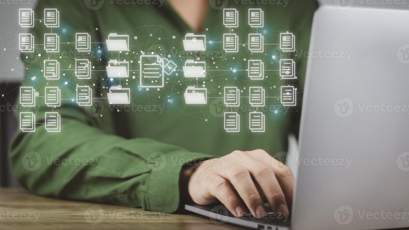 Document Management System concept, a comprehensive document management system in digital form, helps to store, manage, track documents in electronic documents photo