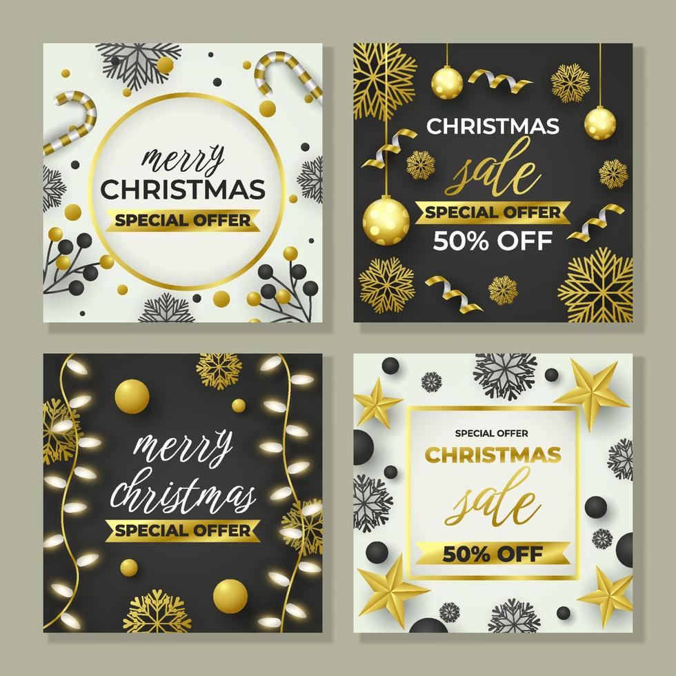 Christmas Sale Social Media Post Templates vector