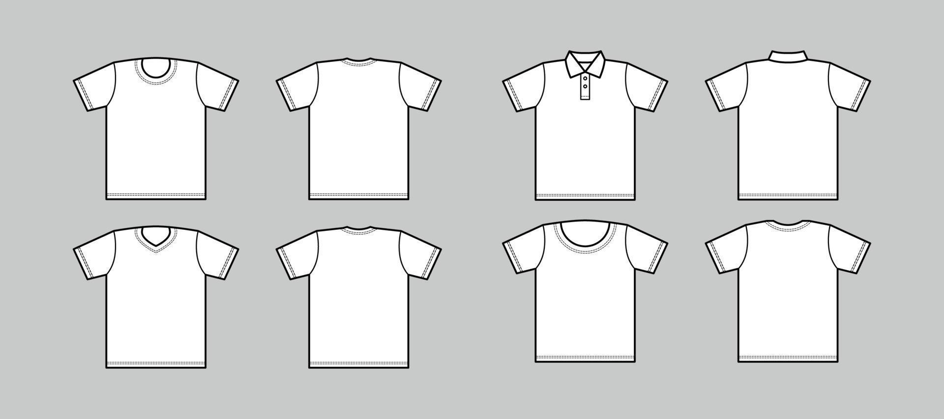 Short Sleeves Outline T Shirt Mock Up vector