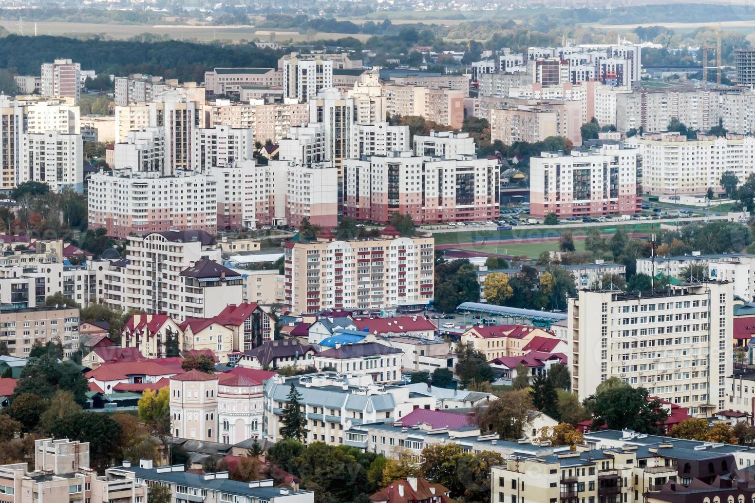 aerial panoramic view of the residential area of high-rise buildings photo