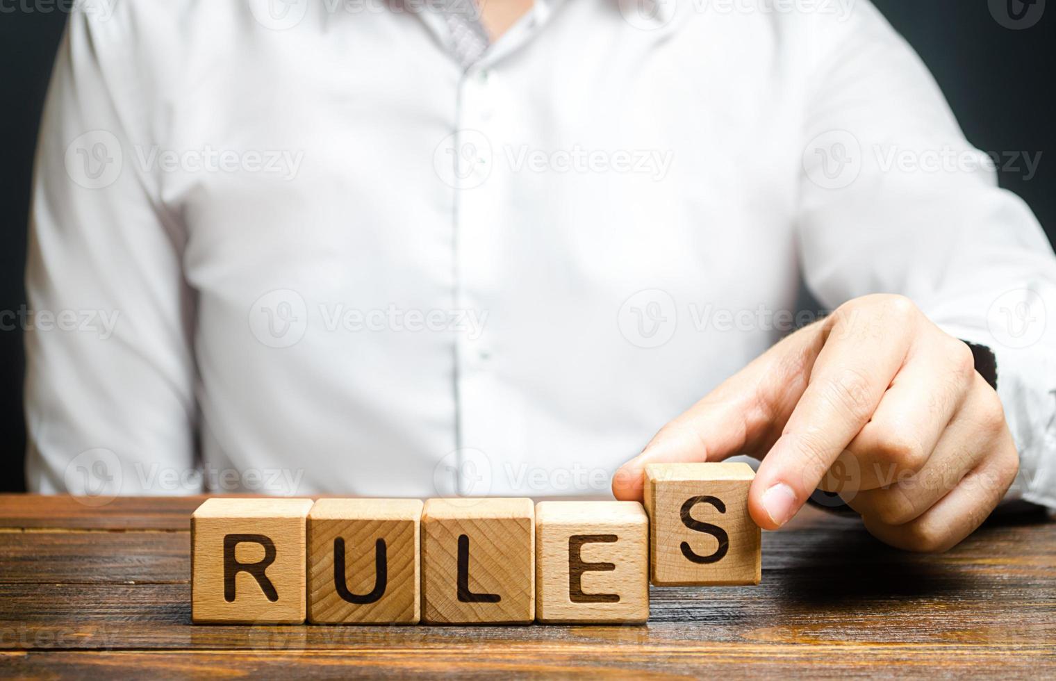 The man makes the rules. Setting clear rule and restrictions. Leadership and discipline. Authoritarianism, tight control framework. Patriarchate. Traditions, customs. Norms and laws in society, state photo