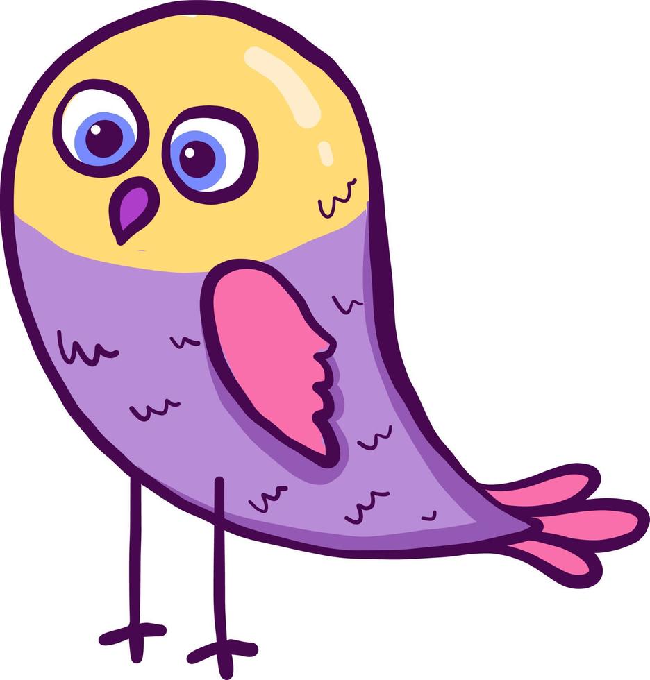 Violet petite bird, illustration, vector on white background.