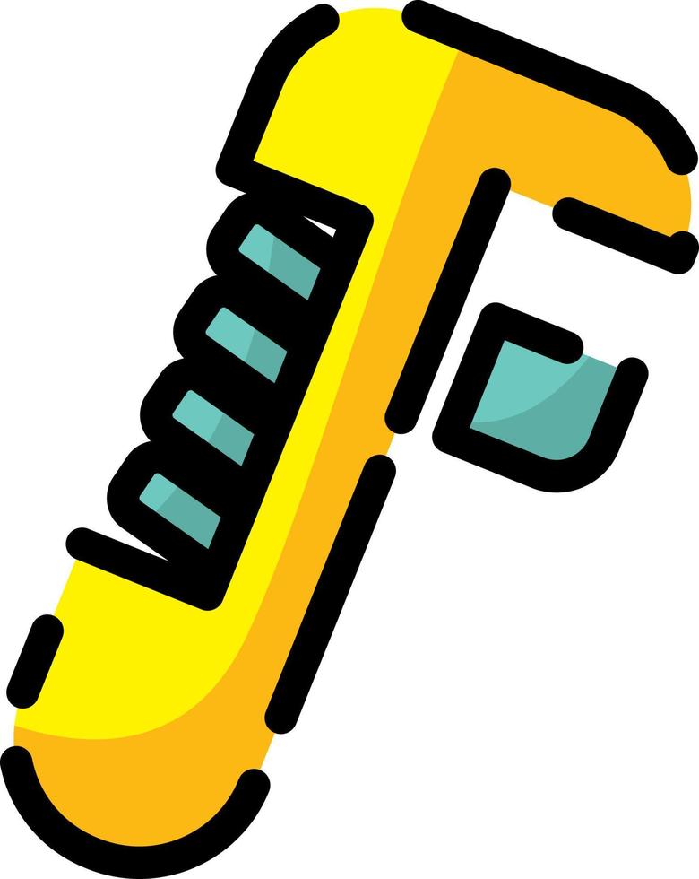 Construction pipe wrench, illustration, vector on a white background.