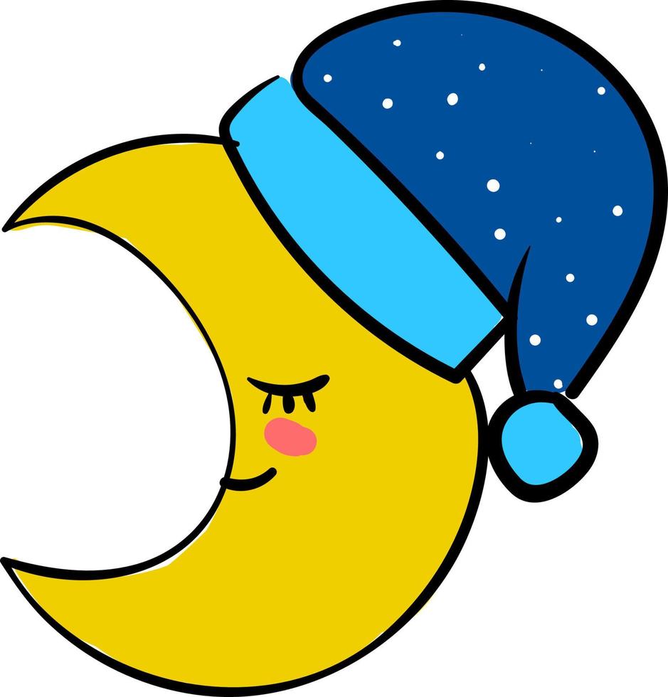 Sleeping yellow moon, illustration, vector on white background.