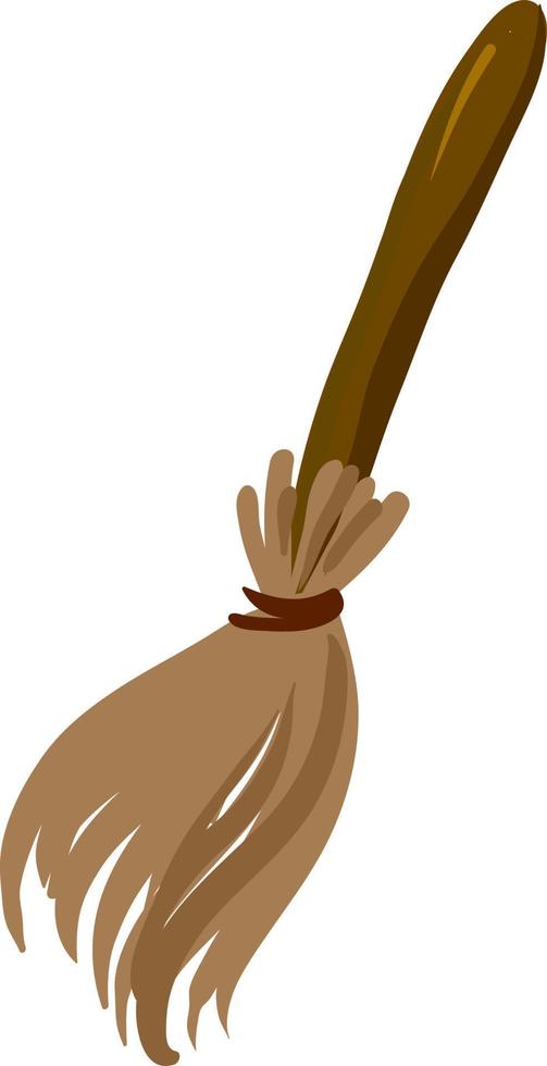 Brown broom, illustration, vector on white background.