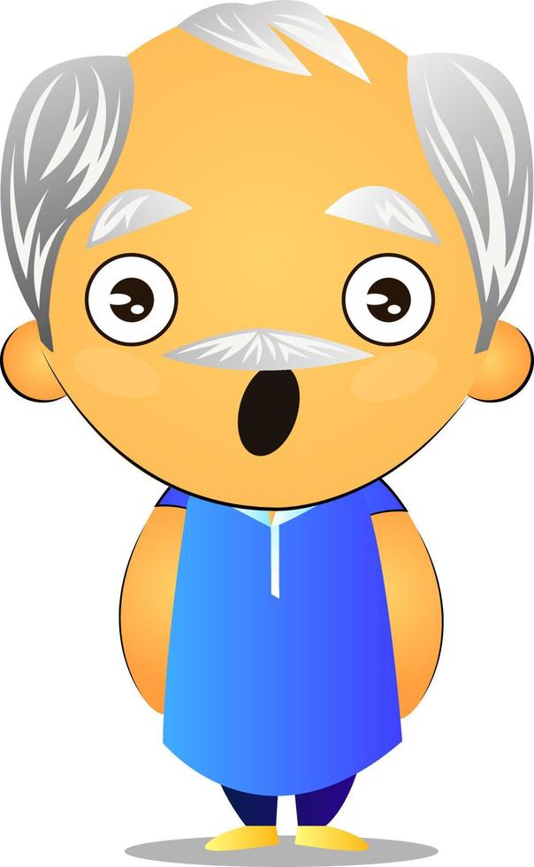 Old man is shocked, illustration, vector on white background.