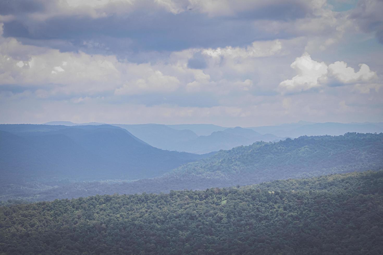 Panorama of high mountains in Thailand wonderful rainy season landscape in the mountains have the whole sky clouds and mist. photo