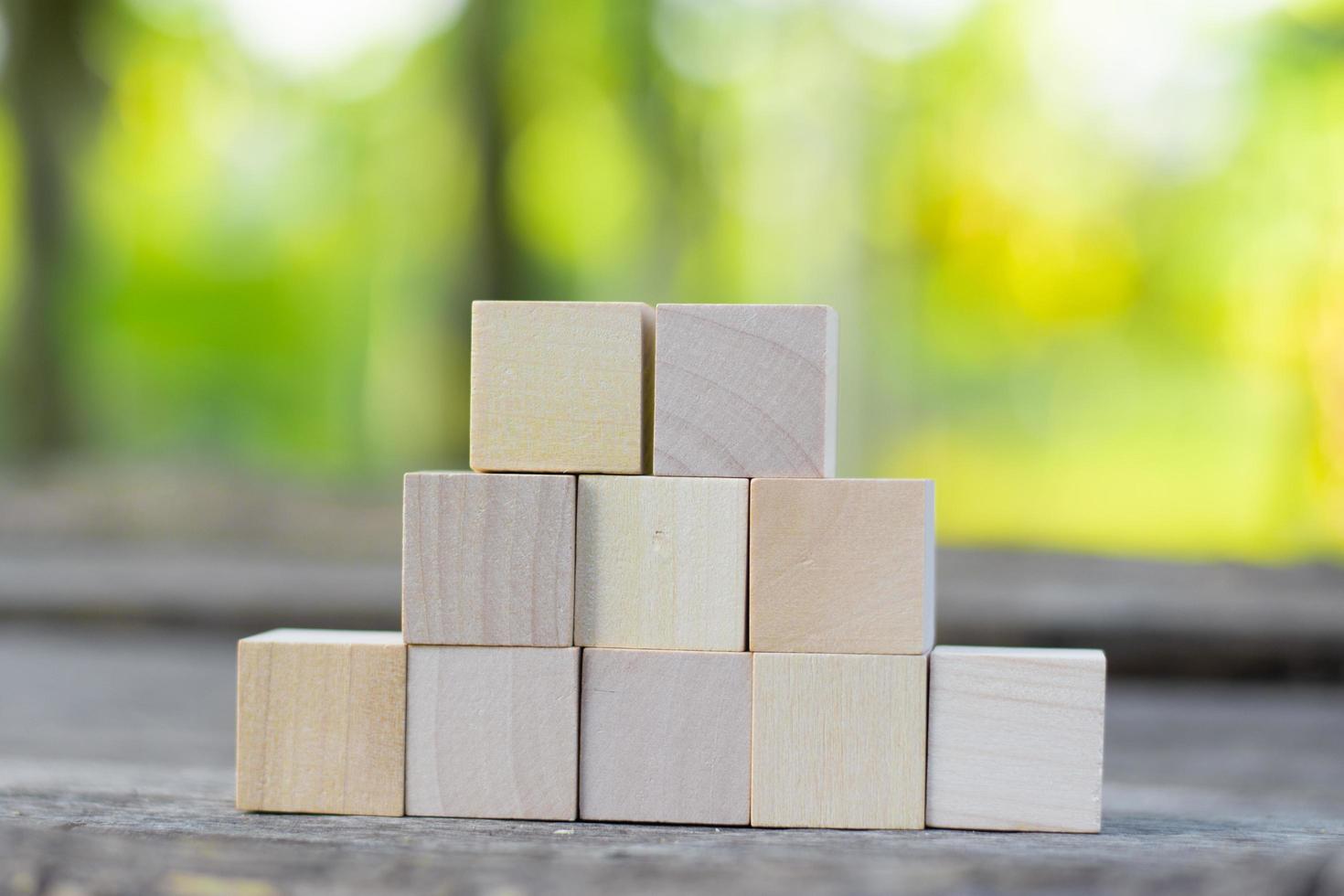 Eight blank wooden block cubes on a white background for your text. free space for business concept template and banner. photo