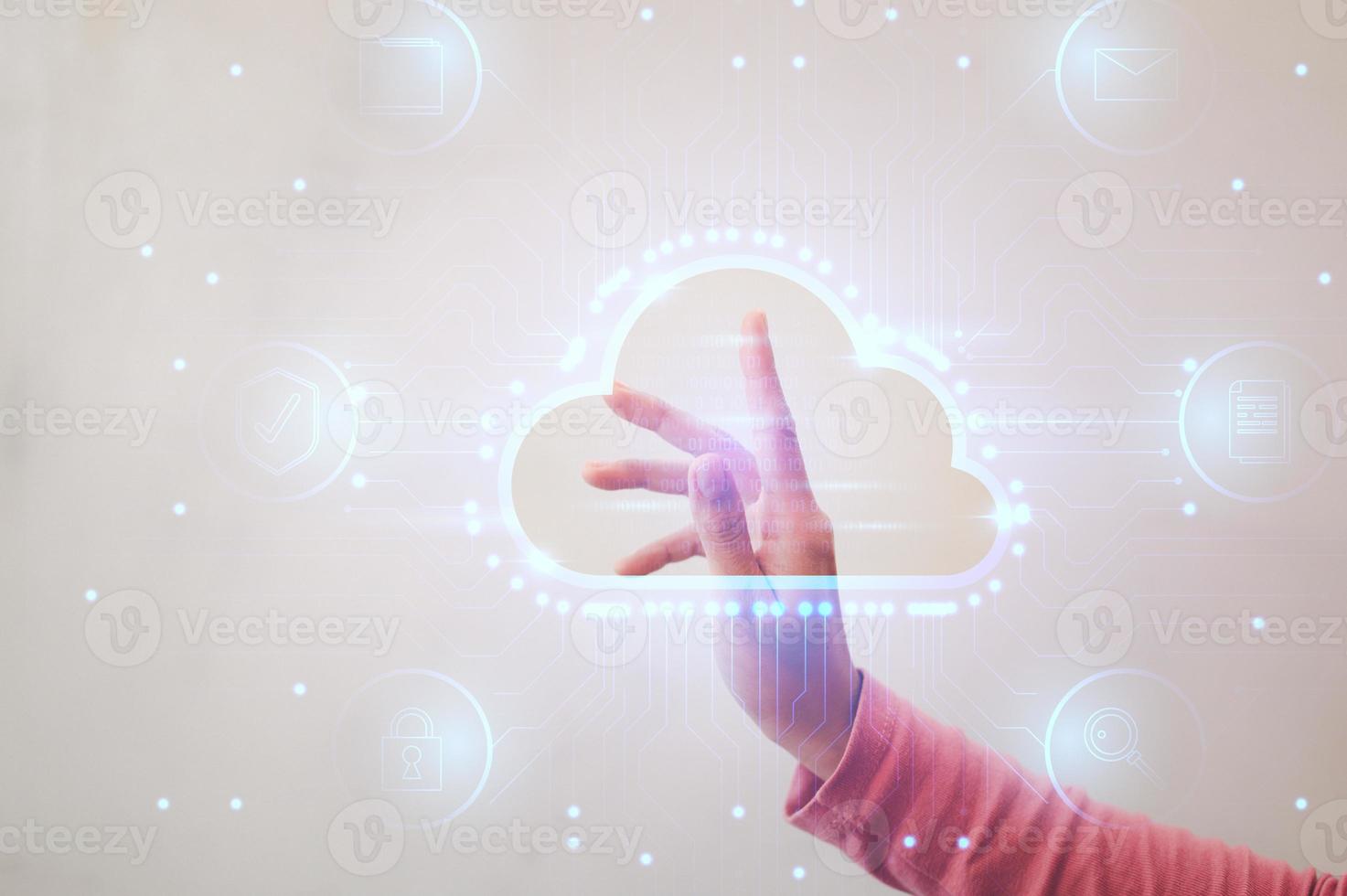 Asian woman analysis cloud. photo
