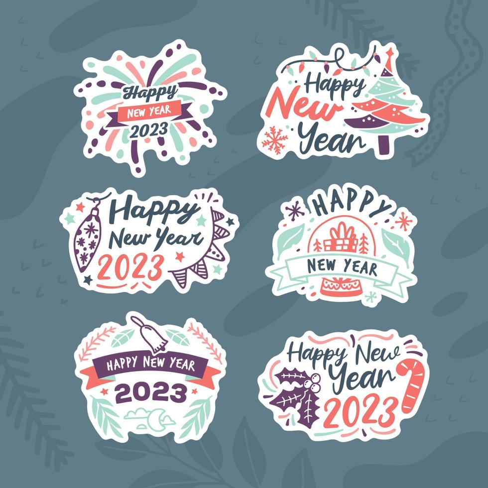 Happy New Year Greeting Sticker for 2023 Celebration vector