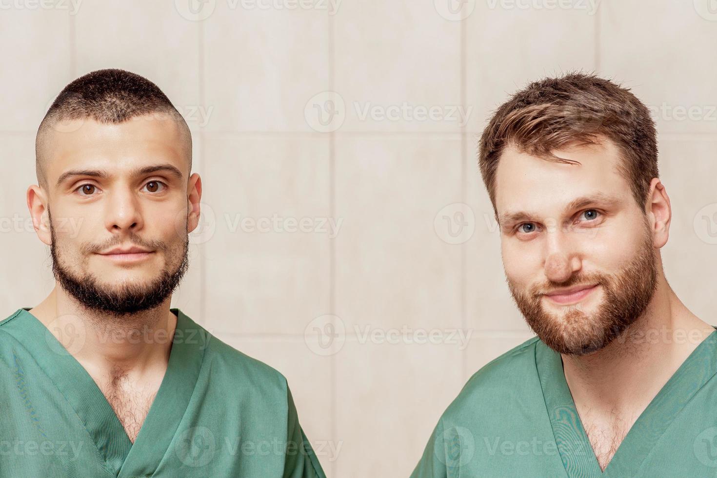 portrait of two male massage therapists. photo