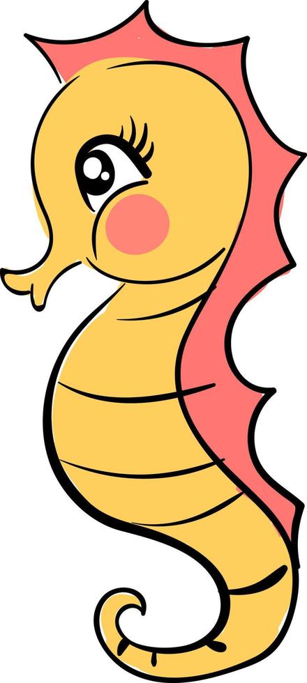 Cute little seahorse, illustration, vector on white background.