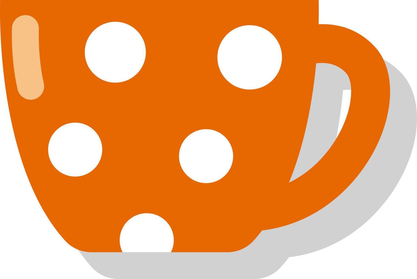 Orange cup with white polka dots, illustration, vector on a white background