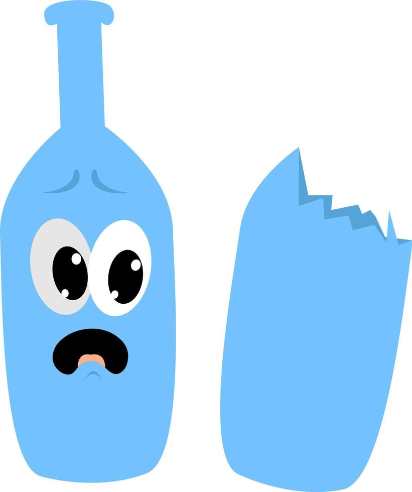 Broken bottle, illustration, vector on white background.