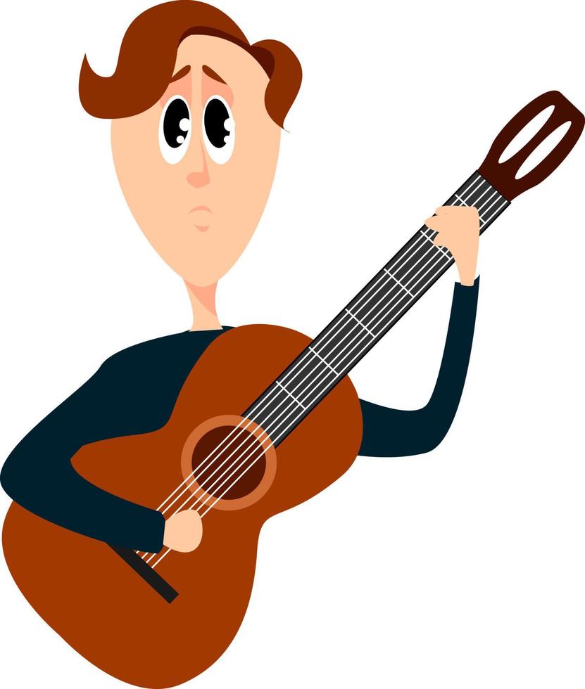 Guitar player, illustration, vector on white background.